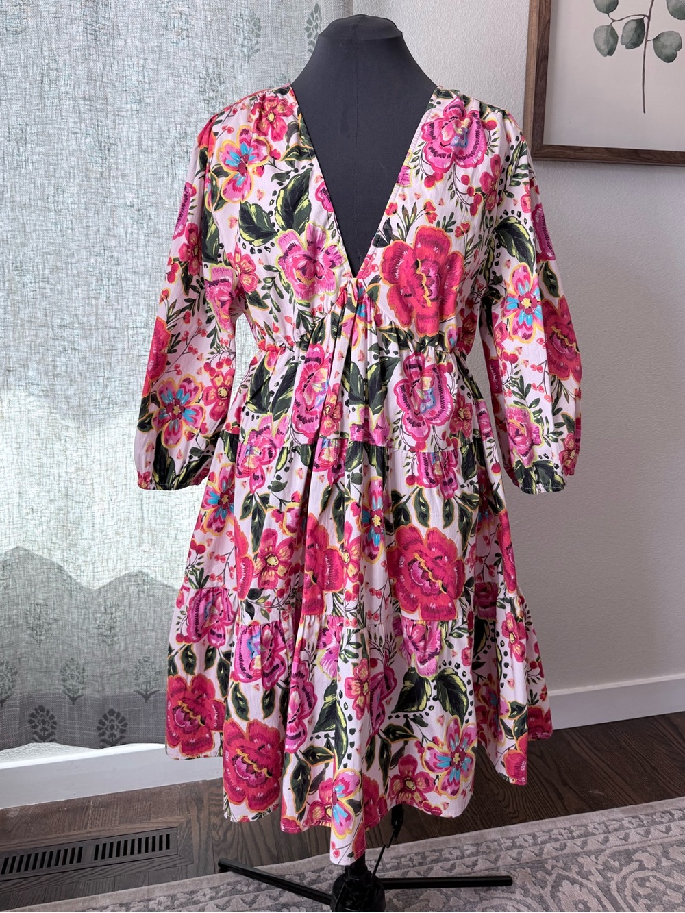 Floral Cotton Dress V-Neck Leota Plus Size